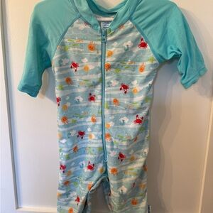 i play. Blue One Piece Swimwear with Sea Creatures